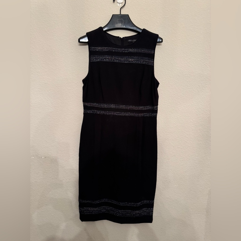 White House Black Market Black Dress with Silver Accents